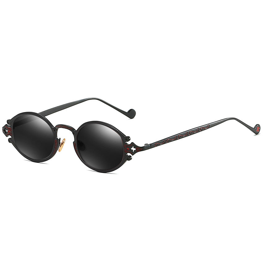 Occhiali da sole ovali Steampunk in stile giapponese Occhiali da vista con montatura in metallo gotico inciso Occhiali da tiro da strada Occhiali da sole UV400 