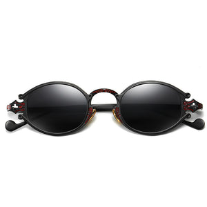 Occhiali da sole ovali Steampunk in stile giapponese Occhiali da vista con montatura in metallo gotico inciso Occhiali da tiro da strada Occhiali da sole UV400 
