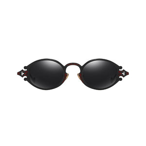 Occhiali da sole ovali Steampunk in stile giapponese Occhiali da vista con montatura in metallo gotico inciso Occhiali da tiro da strada Occhiali da sole UV400 
