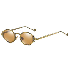 Carica l&#39;immagine nel visualizzatore di Gallery, Occhiali da sole ovali Steampunk in stile giapponese Occhiali da vista con montatura in metallo gotico inciso Occhiali da tiro da strada Occhiali da sole UV400 