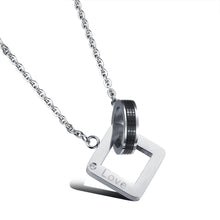 Carica l&#39;immagine nel visualizzatore di Gallery, JeeMango Romantic Lovers&#39; Pendant Necklaces Heart Design Stainless Steel Cubic Zirconia Women Men Jewelry Necklaces OGX1024