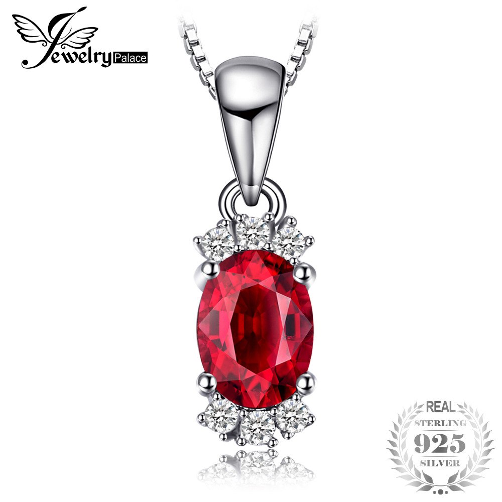1.2ct Oval Natural Garnet Necklaces & Pendants For Women 100% Real 925 Sterling Silver Box Chain 45cm Fine Jewelry
