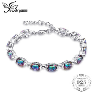 15ct Natural Mystic Rainbow Topaz Bracelet Link Tennis Women Genuine Solid 925 Sterling Silver Fine Jewelry Brand