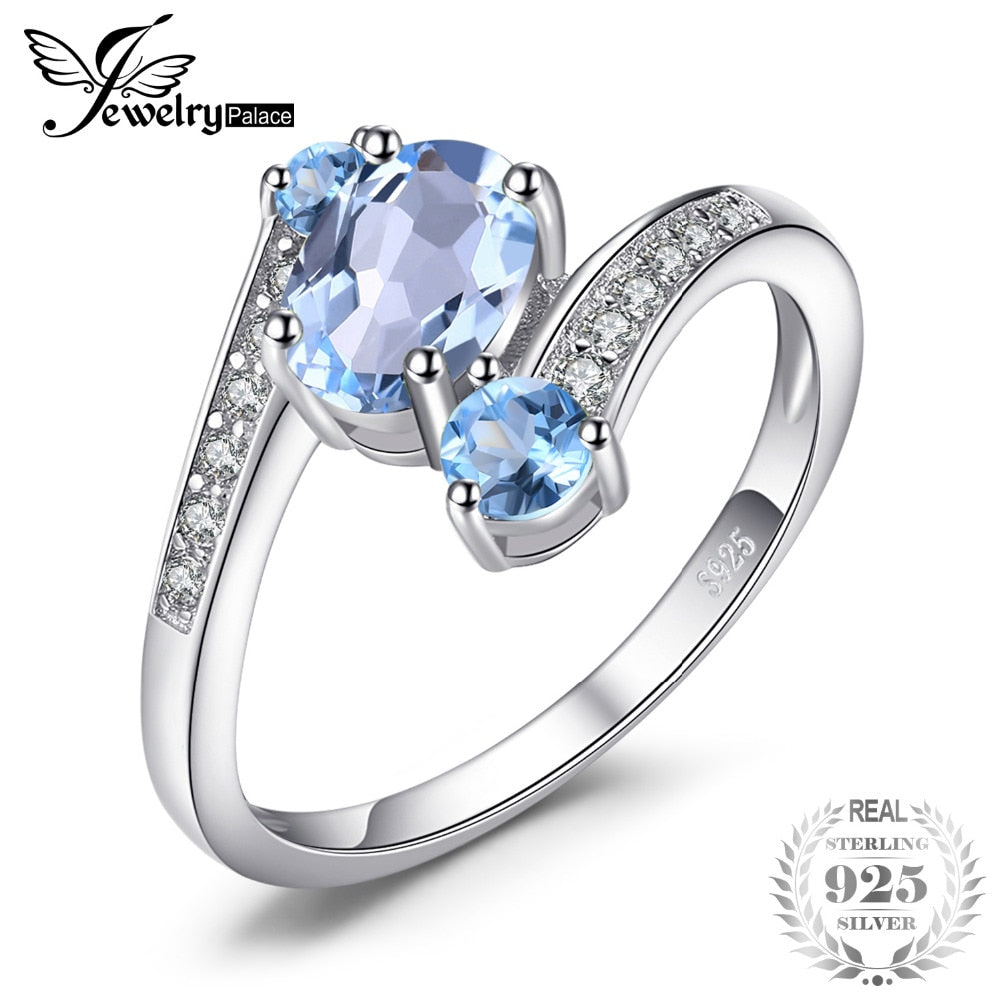2.4ct Oval Natural Sky Blue Topaz Ring Solid 925 Sterling Silver Rings For Women Charms Fashion Wedding Jewelry
