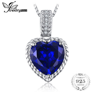 2.8ct Heart Created Sapphire Necklaces Pendants 100% 925 Sterling Silver 45cm Box Chain Fine Jewelry Gift For Love