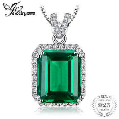 Collana di smeraldi creati da 6,5 ​​ct Catena in argento da 45 cm Genuino vero solido puro argento sterling 925 gioielleria raffinata 2018 
