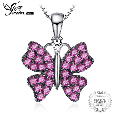 Butterfly Created Ruby Pendant Necklace For Women 925 Sterling Silver With 45cm Chain Fine Jewelry New Hot