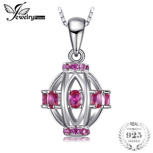 Carved 0.77ct Created Ruby Pendant Necklace 925 Sterling Silver Chain Fine Jewelry New Arrival Women Gift