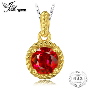 Classic 1.17ct Created Ruby 925 Sterling Silver Gold-plated Necklace Pendan For Women Wedding Brand Fine Jewelry