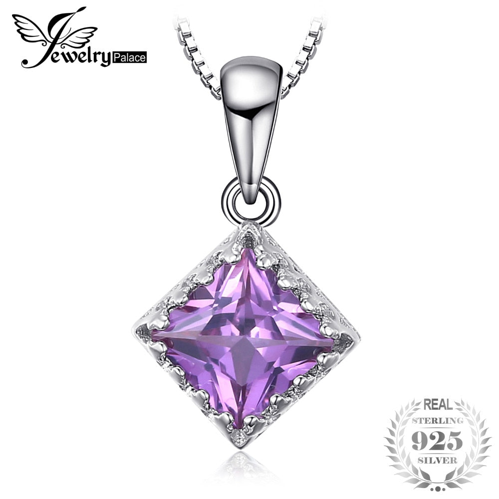 Classic 1.4ct Created Alexandrite Sapphire Pendants Necklaces For Women 925 Sterling Silver Box Chain Fine Jewelry