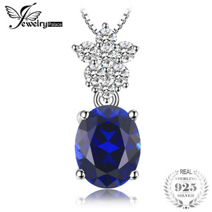 Classic 2ct Created Sapphire Necklace Pendant Pure 925 Sterling Silver 45cm Chain Necklace Brand New Fine Jewelry