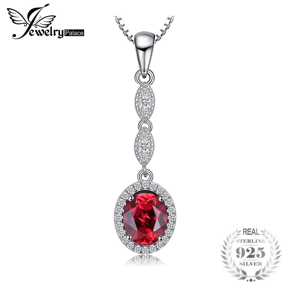 Classic 3ct Created Red Ruby Necklaces Pendants 925 Sterling Silver With 45cm Box Chain Fine Jewelry For Women