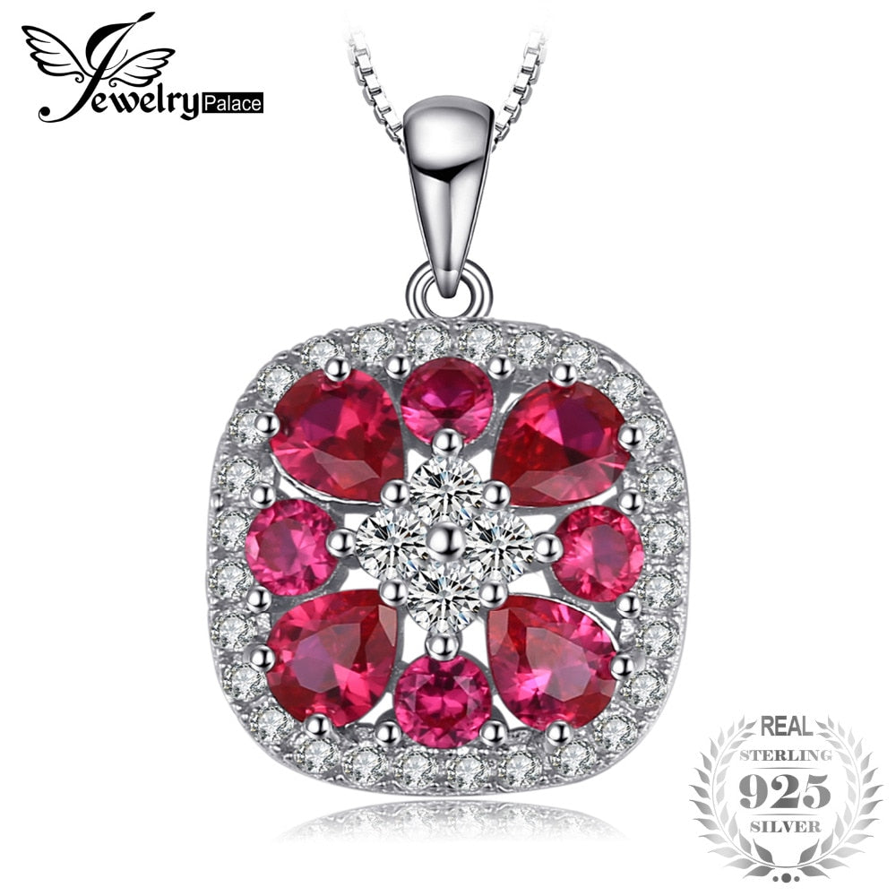 Classical 3ct Created Ruby Pendant 925 Sterling Silver Include a 45cm Chain New Unique For Women Gift