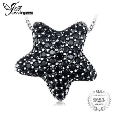 Collane con ciondolo con pavé di spinello nero naturale da 0,6 ct, stella abbagliante, in argento sterling 925, con catena da 45 cm, gioielleria raffinata 