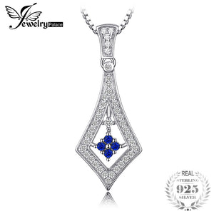 Delicate Round Shape Created Sapphire Pendant Necklace 925 Sterling Silver Neckalce With 45cm Chain Fine Jewelry