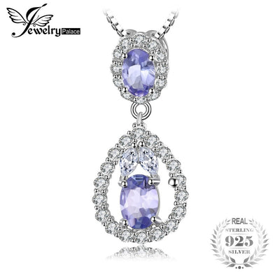 Elegante collana con ciondolo in topazio bianco con tanzanite naturale da 2,2 ct, veri gioielli in argento sterling 925 per le donne 18 pollici 