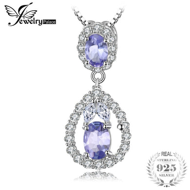 Elegante collana con ciondolo in topazio bianco con tanzanite naturale da 2,2 ct, veri gioielli in argento sterling 925 per le donne 18 pollici 