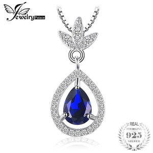 Elegant 2.8ct Pear Created Sapphire Pendant Necklace Genuine 925 Sterling Silver Wedding Jewelry 45cm Box Chain