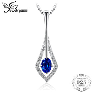 Fashion 0.7ct Oval Cut Created Sapphire Necklaces & Pendants 925 Sterling Silver With 45cm Box Chain Fine Jewelry