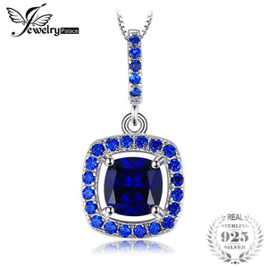 Fashion 1.96 ct Square Created Sapphire & Blue Spinel Necklaces & Pendants 925 Sterling Silver Chain Brand Jewelry