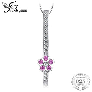 Fashion Created Pink Sapphire Flower Pendant 925 Sterling Silver Iclude a 45cm Chian Fine Jewelry For Women