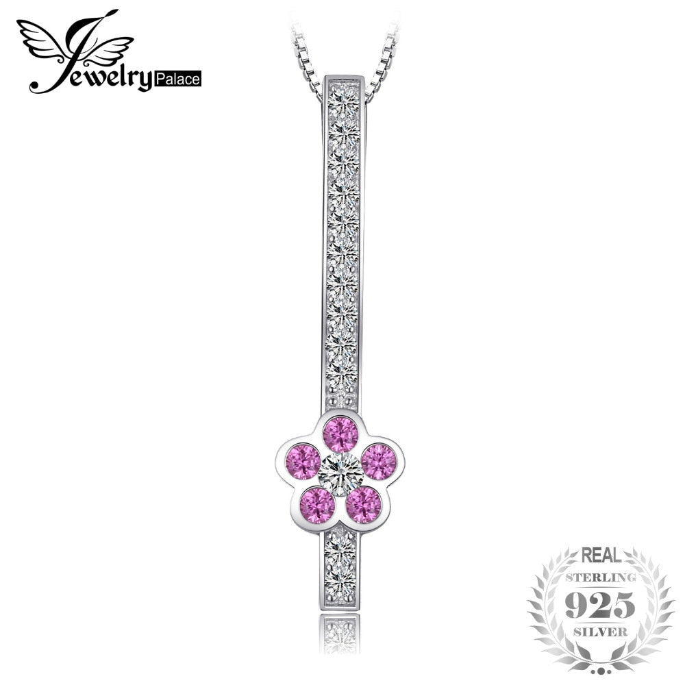 Fashion Created Pink Sapphire Flower Pendant 925 Sterling Silver Iclude a 45cm Chian Fine Jewelry For Women
