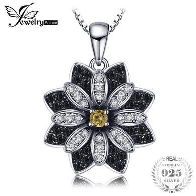 Flower Natural Taupe Smoky Quartz Black Spinel Necklaces & Pendants 925 Sterling Silver 45cm Box Chain For Women