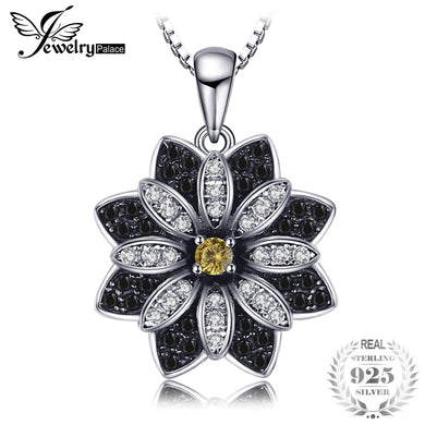 Flower Natural Taupe Smoky Quartz Black Spinel Necklaces & Pendants 925 Sterling Silver 45cm Box Chain For Women