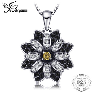 Flower Natural Taupe Smoky Quartz Black Spinel Necklaces & Pendants 925 Sterling Silver 45cm Box Chain For Women