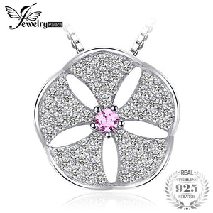 Flowers Created Pink Sapphire Cubic Zirconia Pendant 925 Sterling Silver 18 Inches Box Chain Gifts For Her Women