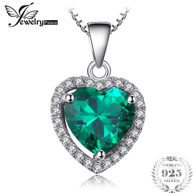 Collana Heart Of Ocean da 2,4 ct verde smeraldo creato Love Forever Halo in argento sterling 925 catena da 45 cm per donna 