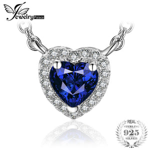 Heart Of The Ocean 0.6ct Created Blue Sapphire 925 Sterling Silver Solitaire Pendant Necklace 18 Inches for Women