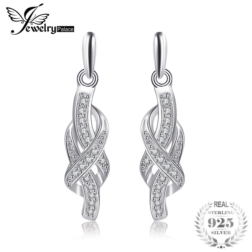 Infinity 0.15ct Cubic Zirconia Stud Earrings Real 925 Sterling Silver Accessories Fashion Eaarings Party Jewelry