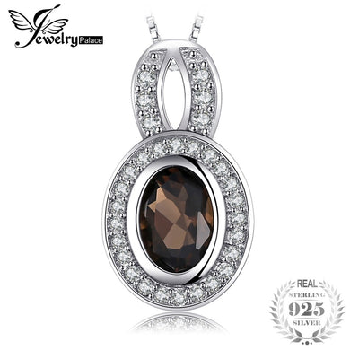 Luxry 0.97ct Natural Smoky Quartz Necklaces Pendant Solid 925 Sterling Silver Box Chain 45cm Gemstone Fine Jewelry
