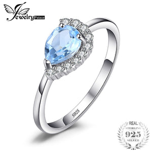 Luxury Brand 2.53 ct Water Drop Natural Sky Blue Topaz Ring Solid 925 Sterling Silver Rings For Women Fine Jewelry