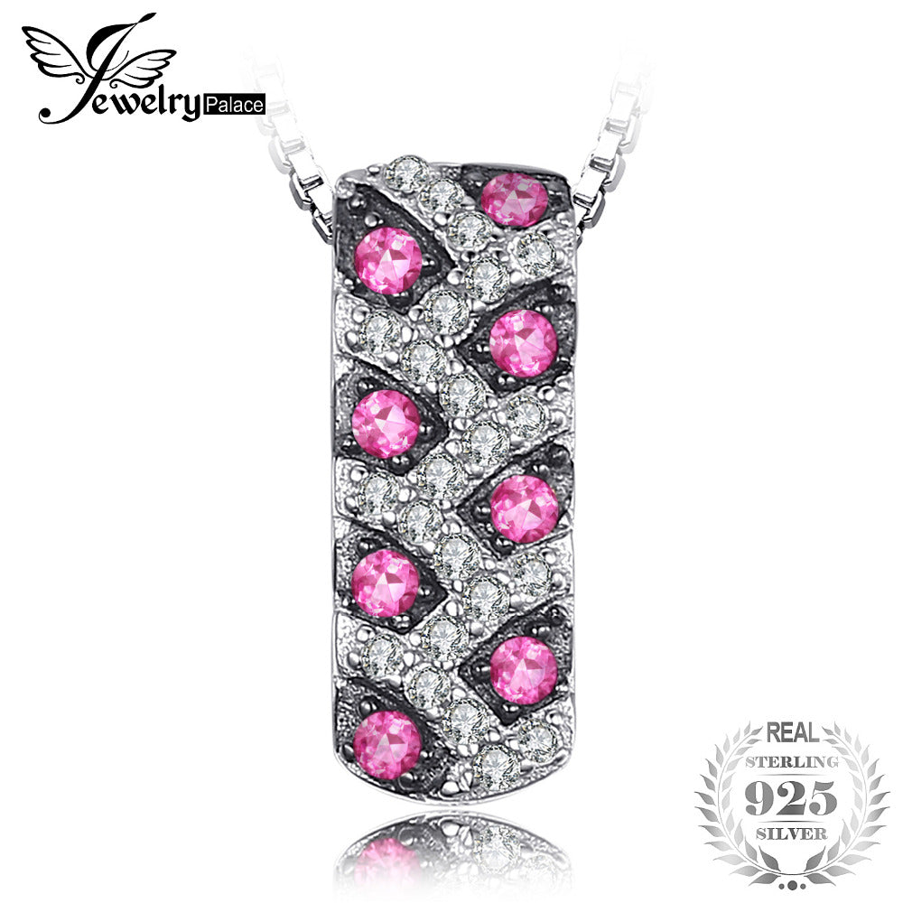 Modern Round Created Ruby Pendant Necklace For Girl S925 Sterling Silver Fine Accessories 45cm Box Chain Jewelry