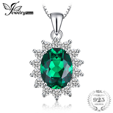 Ciondolo ovale in zaffiro blu creato dalla principessa Diana da 3,2 ct, collana in argento sterling 925, catena da 45 cm 