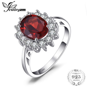 Princess Diana 3.4ct Natural Red Garnet Ring 925 Sterling Silver Ring Women Fashion Luxury Natural stone Jewelry