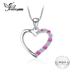 Romantic 0.6ct Created Pink Sapphire Heart Necklaces & Pendants 925 Sterling Silver Include 45cm Chain For Women
