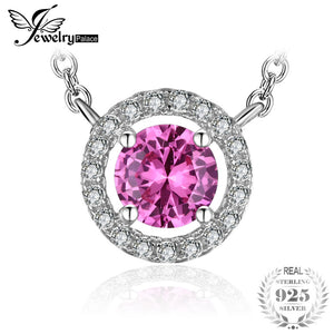 Round 1.2ct Created Pink Sapphire 925 Sterling Silver Pendant Necklace 18 Inches Fine Jewelry For Women On Sale