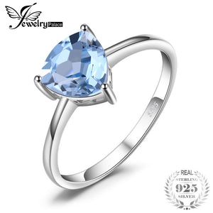 Trillion 1.5ct Natural Sky Blue Topaz Birthstone Solitaire Ring Pure 925 Sterling Silver Fine Jewelry For Women