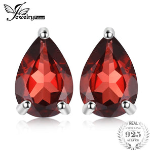 Water Drop 1.8ct Natural Garnet Solid 925 Sterling Silver Stud Earrings For Women Fashion Party Fine Jewelry