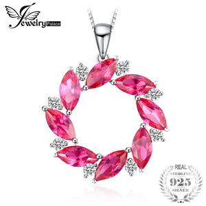 Wreath 15ct Created Ruby Pendant Necklace Soild 925 Sterling Silver 45cm Box Chain Necklace Jewelry For Women