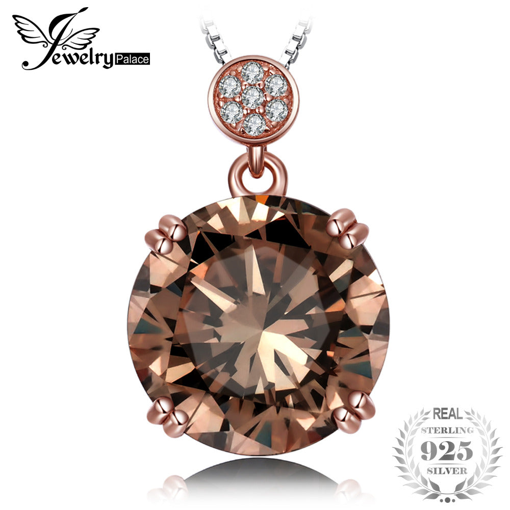 Graceful 6ct Genuine Smoky Quart Pendants & Necklaces 925 Sterling Silver 45cm chain Hot Selling Gift For Mother