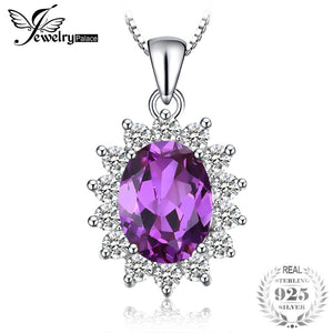 Princess Diana William Kate Middleton's 3.2ct Created Alexandrite Sapphire Pendant 925 Sterling Silver Chain 45cm