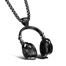 Load image into Gallery viewer, 2017 Stainless Steel Music Headphones Pendant Necklace Collar Male Hop Rock Jewelry for Men Gold/Black/Silver Color