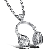 Load image into Gallery viewer, 2017 Stainless Steel Music Headphones Pendant Necklace Collar Male Hop Rock Jewelry for Men Gold/Black/Silver Color