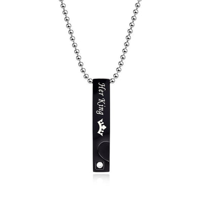 Fashion Couple Necklaces Her King His Queen Pendants Stainless Steel Crystal Crown Heart Necklace for Women Men Jewelry
