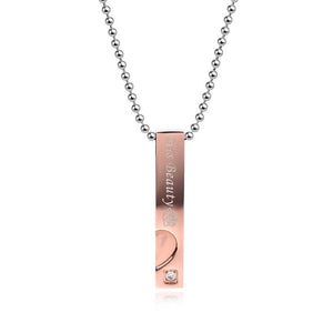 Fashion Couple Necklaces Her King His Queen Pendants Stainless Steel Crystal Crown Heart Necklace for Women Men Jewelry