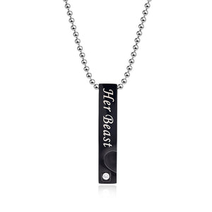 Fashion Couple Necklaces Her King His Queen Pendants Stainless Steel Crystal Crown Heart Necklace for Women Men Jewelry